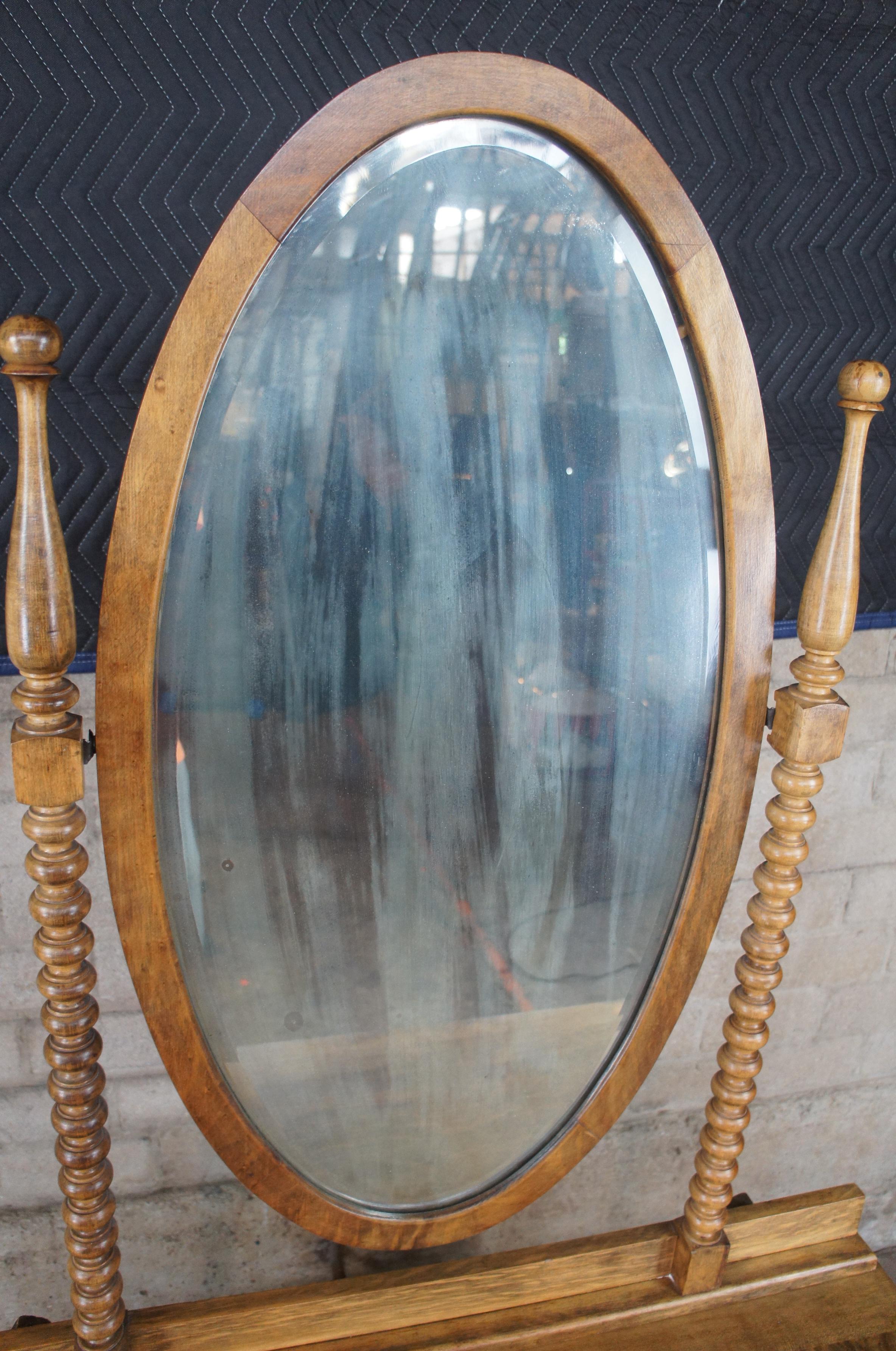 Late Victorian Antique Victorian Crescent Furniture Co Mirrored Oak Lowboy Vanity Dresser Chest