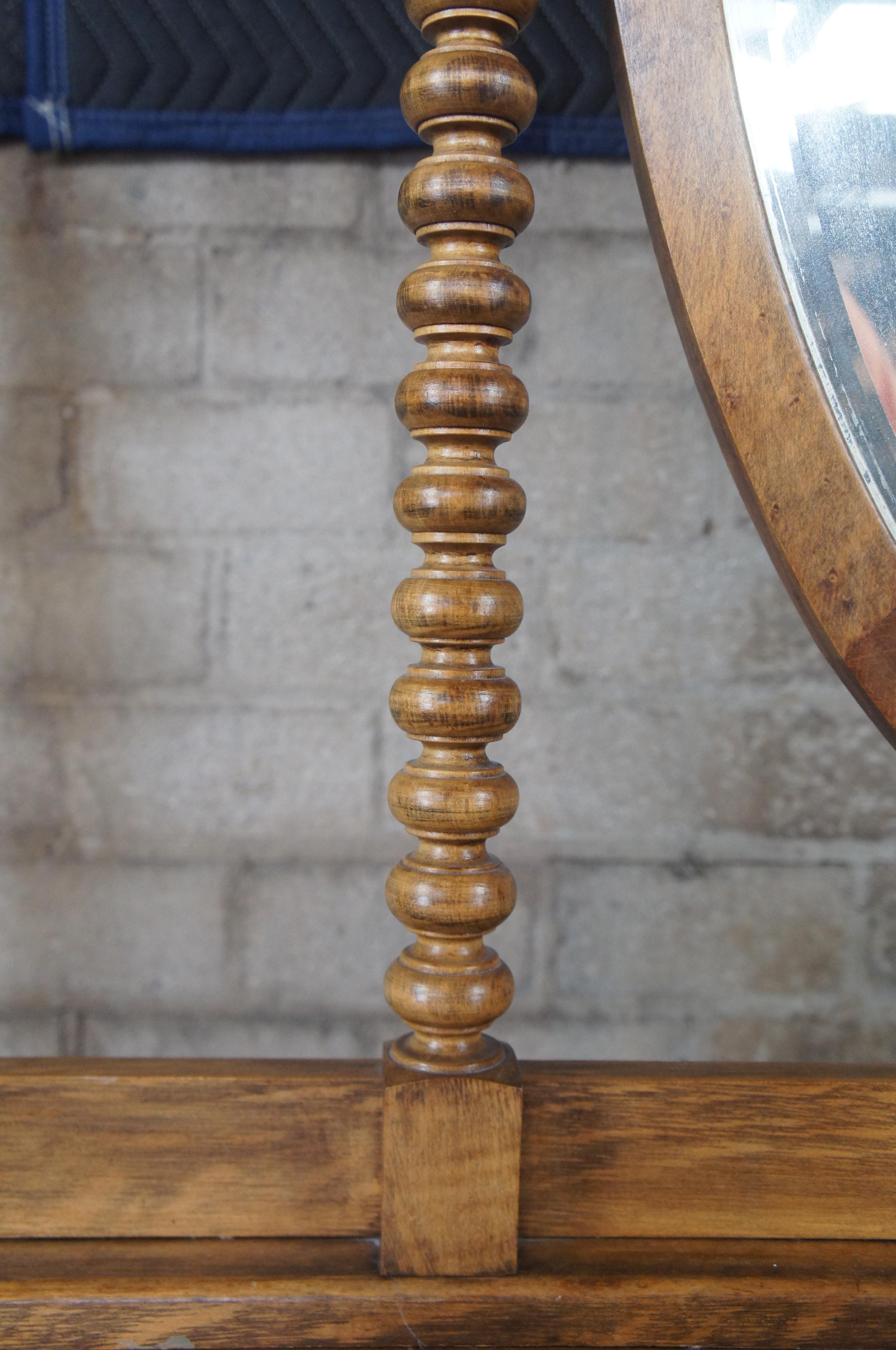 Antique Victorian Crescent Furniture Co Mirrored Oak Lowboy Vanity Dresser Chest In Good Condition In Dayton, OH