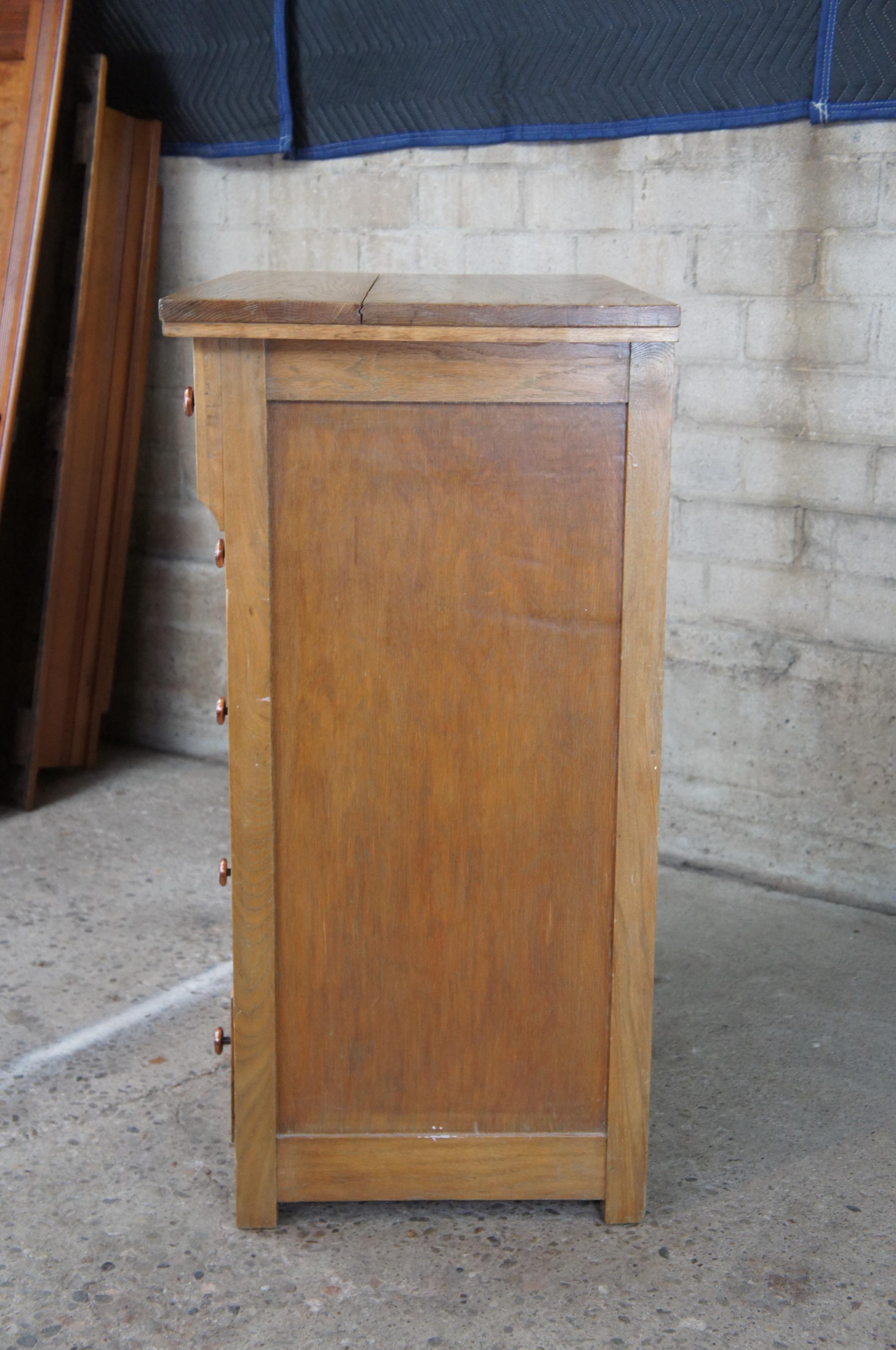 Antique Victorian Crescent Furniture Oak Tallboy Dresser Chest of Drawers 1