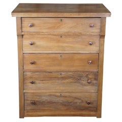 Antique Victorian Crescent Furniture Oak Tallboy Dresser Chest of Drawers