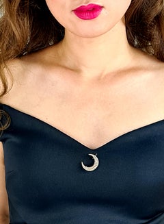 Antique Victorian Crescent Moon Brooch with Natural Pearls in 15 Karat Gold