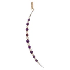 Antique Victorian Crescent Moon Pendant Amethyst Pearl 14k Gold Celestial