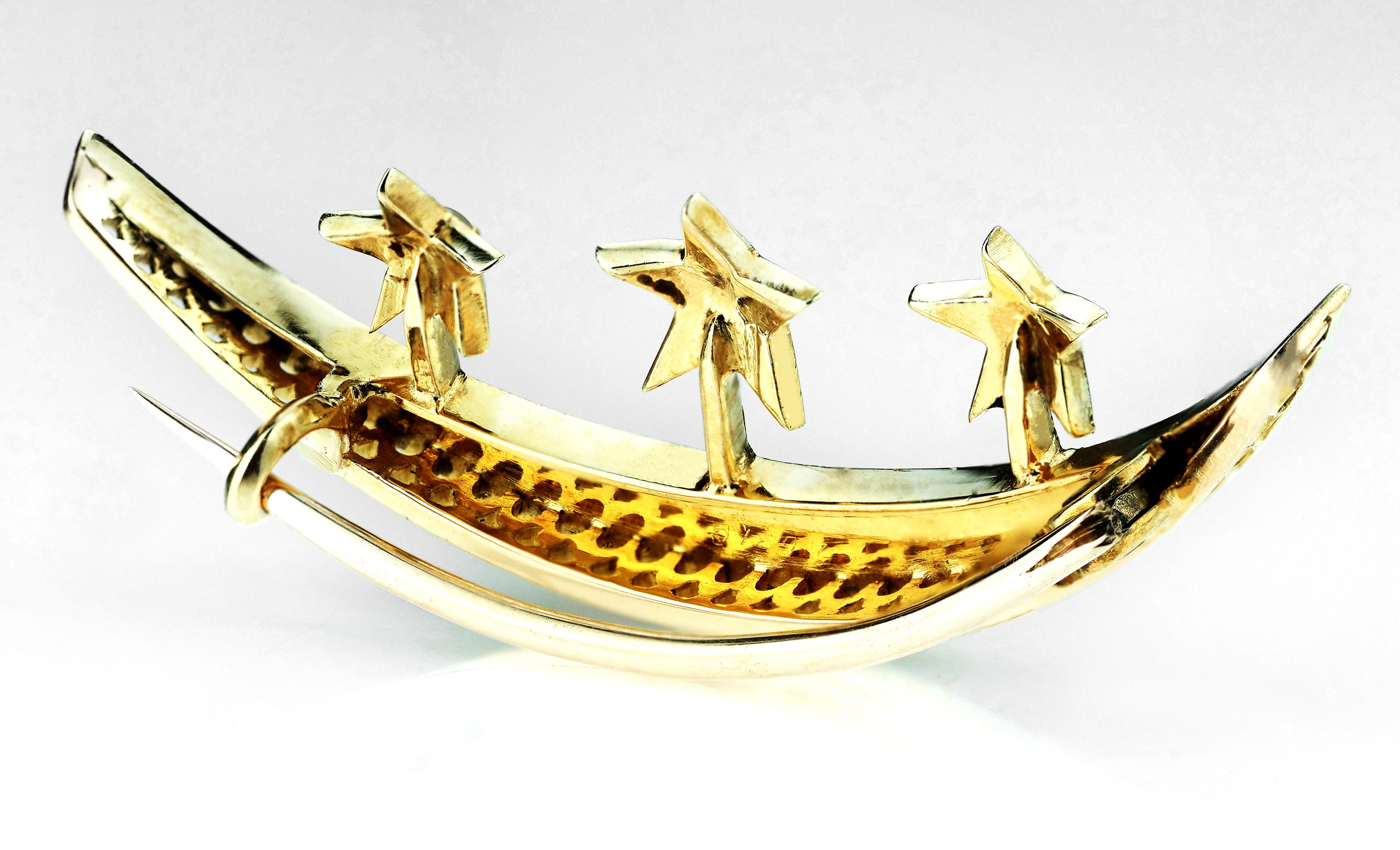 victorian crescent moon brooch