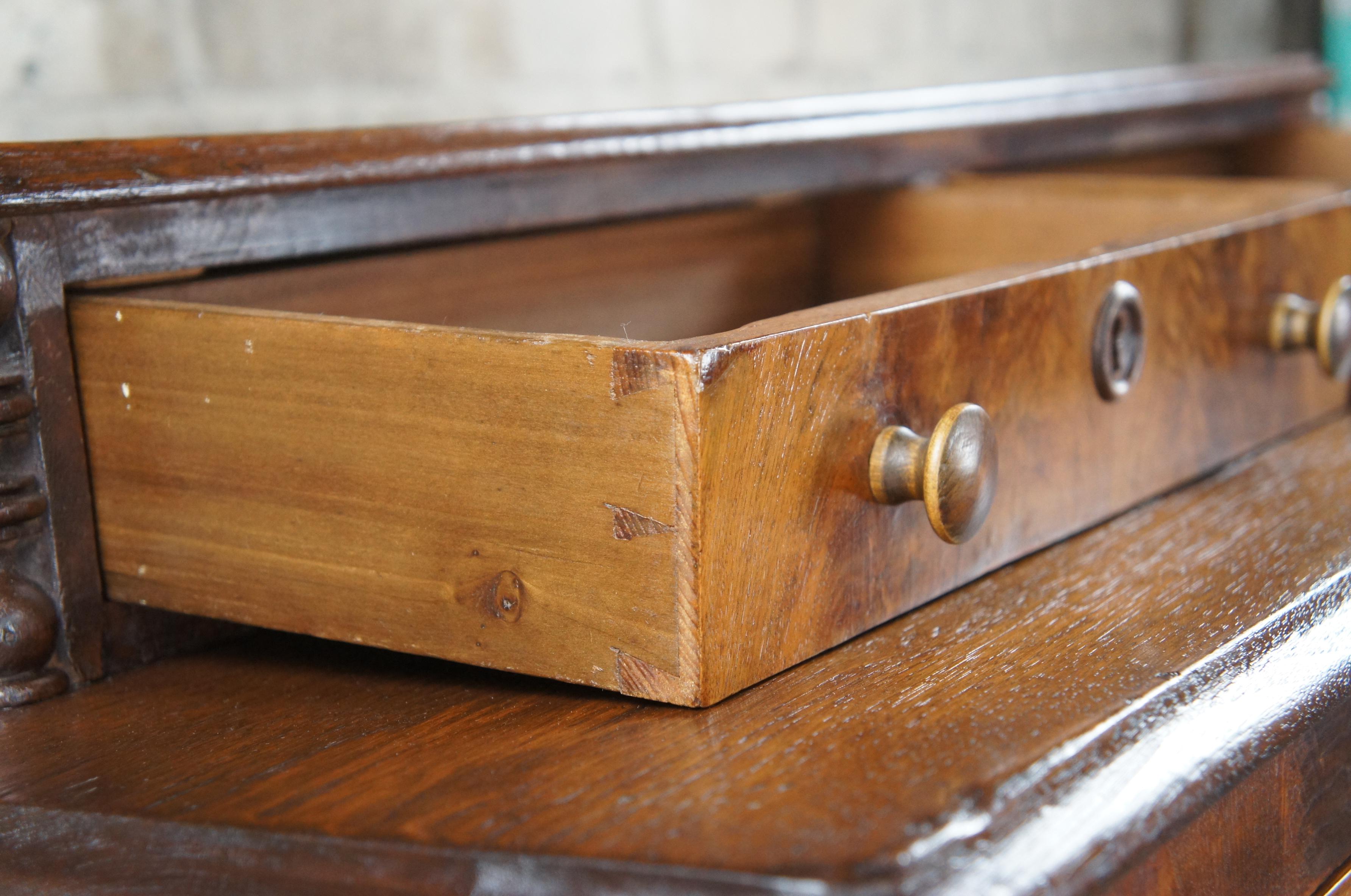  Antique Victorian Crotch Walnut Step Back Dresser Glovebox Drawers Chest 42