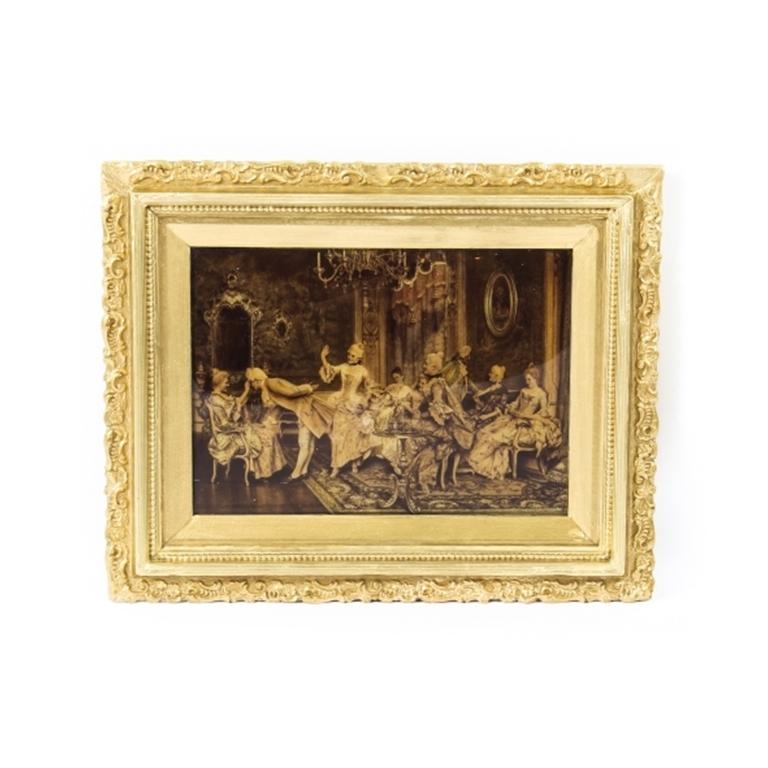 Victorian Crystoleum Picture 18th Century French Scene Painting 19th Century In Good Condition In London, GB