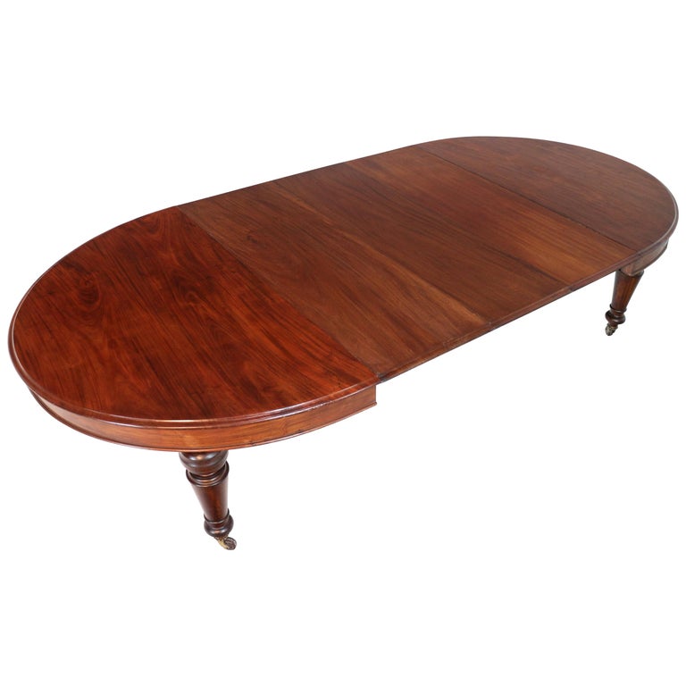 Antique Victorian Cuban Mahogany Extending Dining Table and Three Leaves, Seats  12 For Sale at 1stDibs
