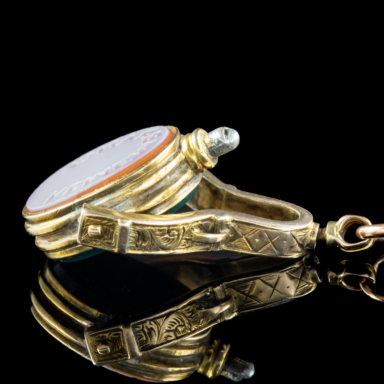 Antikes viktorianisches Curb-Armband aus 9 Karat Gold mit sieben Achat-Knöpfen im Angebot 4