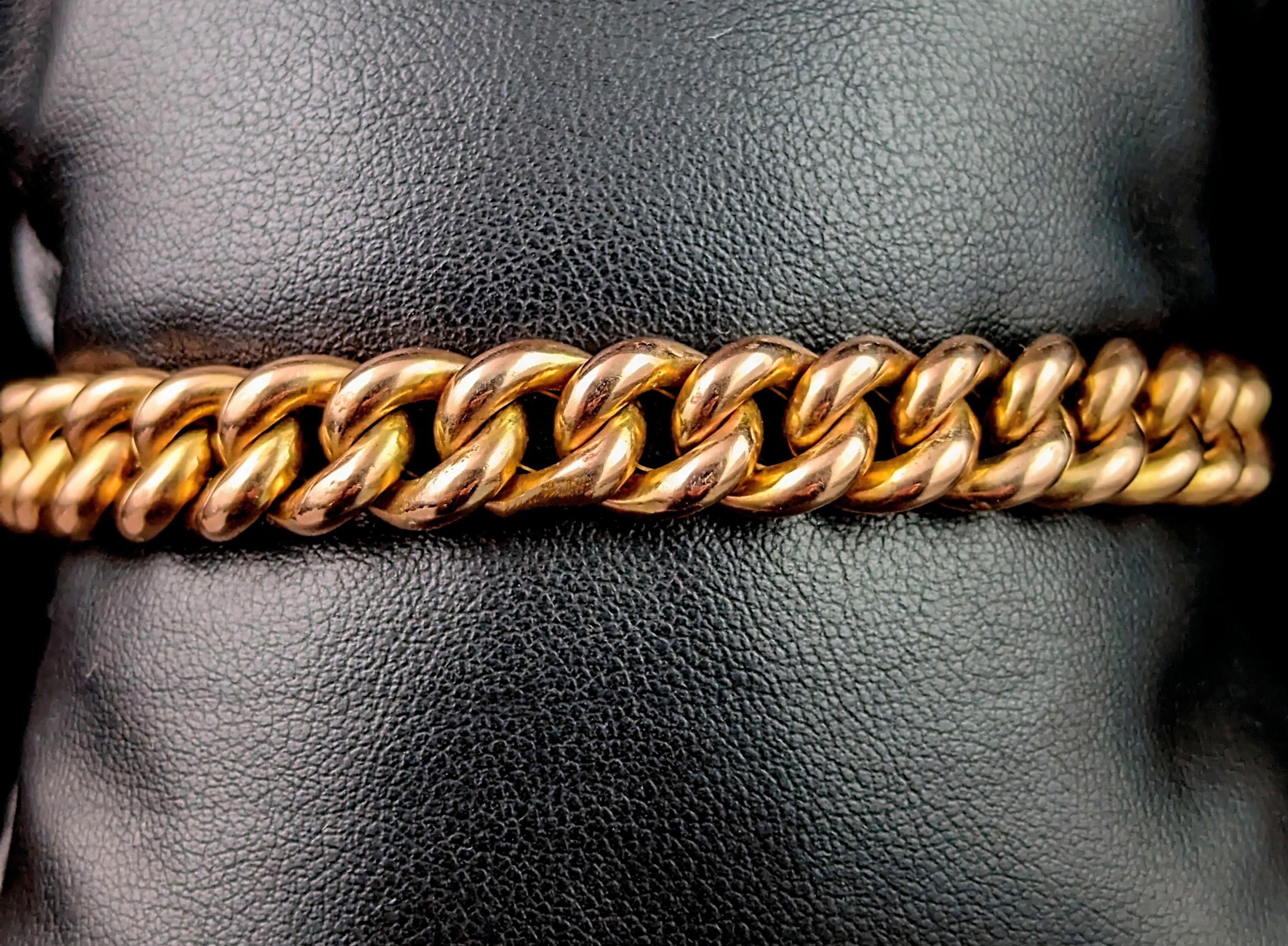 Antique Victorian curb link bracelet, chunky, heart padlock  For Sale 4