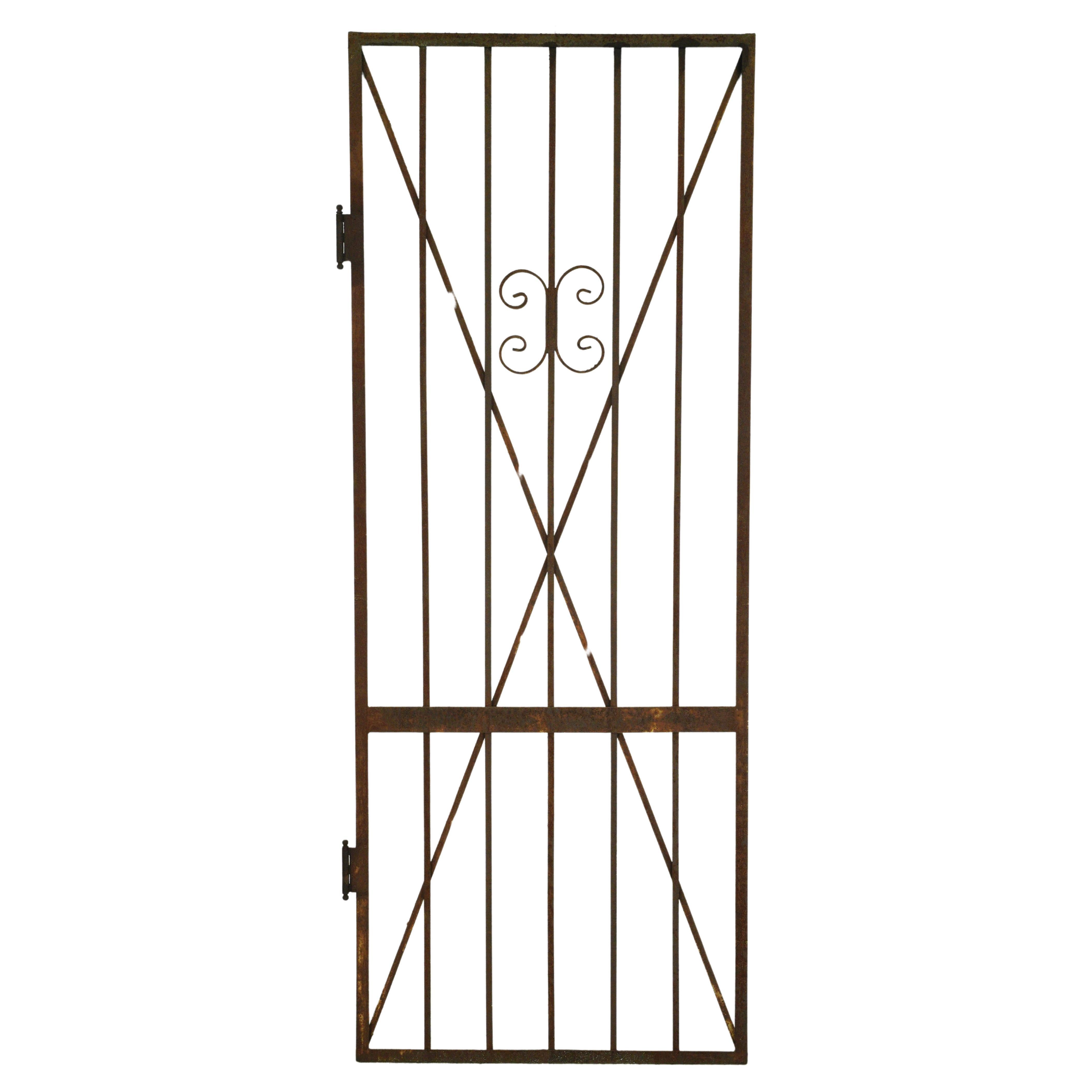 Antique Victorian Curled Wrought Iron 78 in. Gate