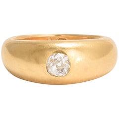 Antique Victorian Cushion Cut Diamond Gold Gypsy Ring