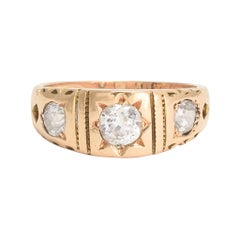 Antique Victorian Cushion Cut Diamond Three-Stone Band