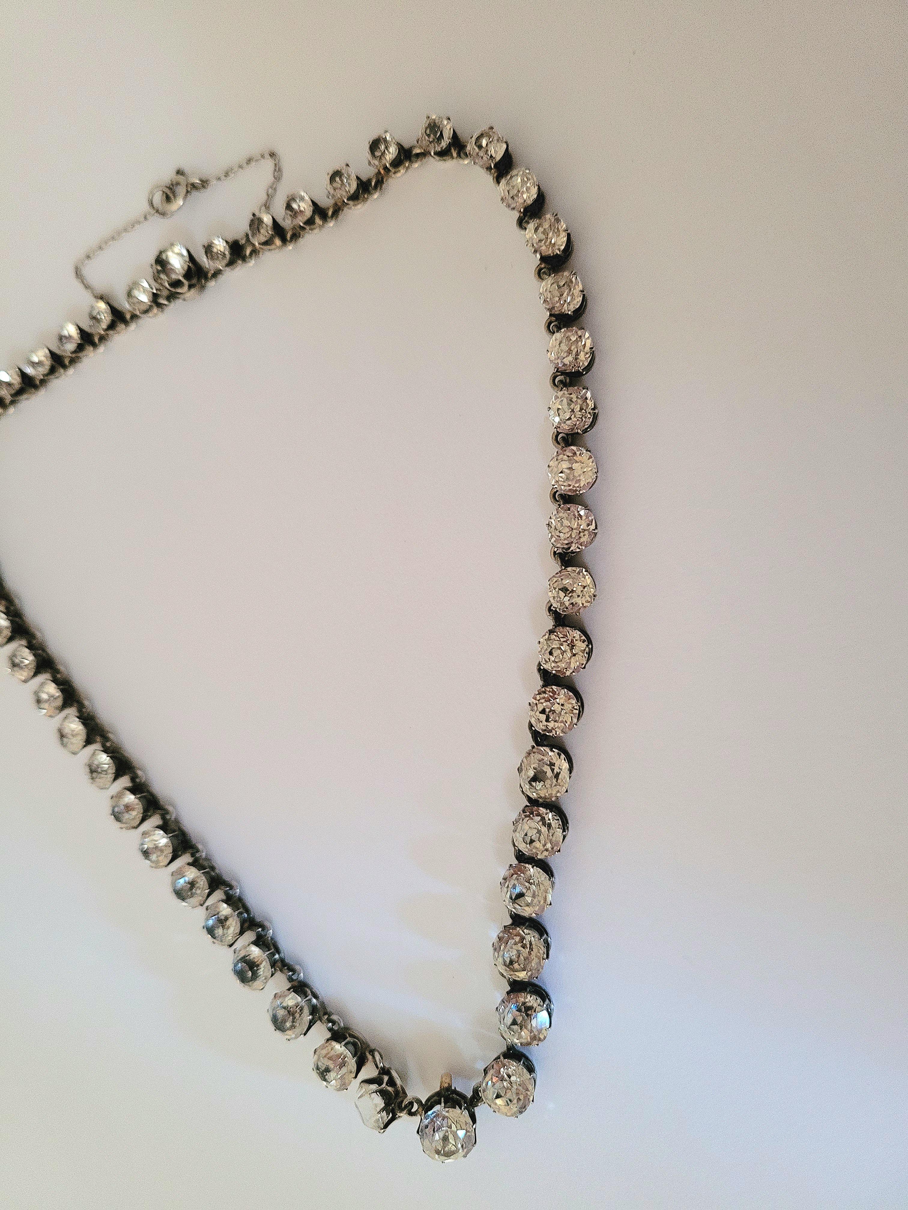 Antike viktorianische Kissen Paste Silber Riviere Halskette im Zustand „Gut“ im Angebot in Boston, Lincolnshire