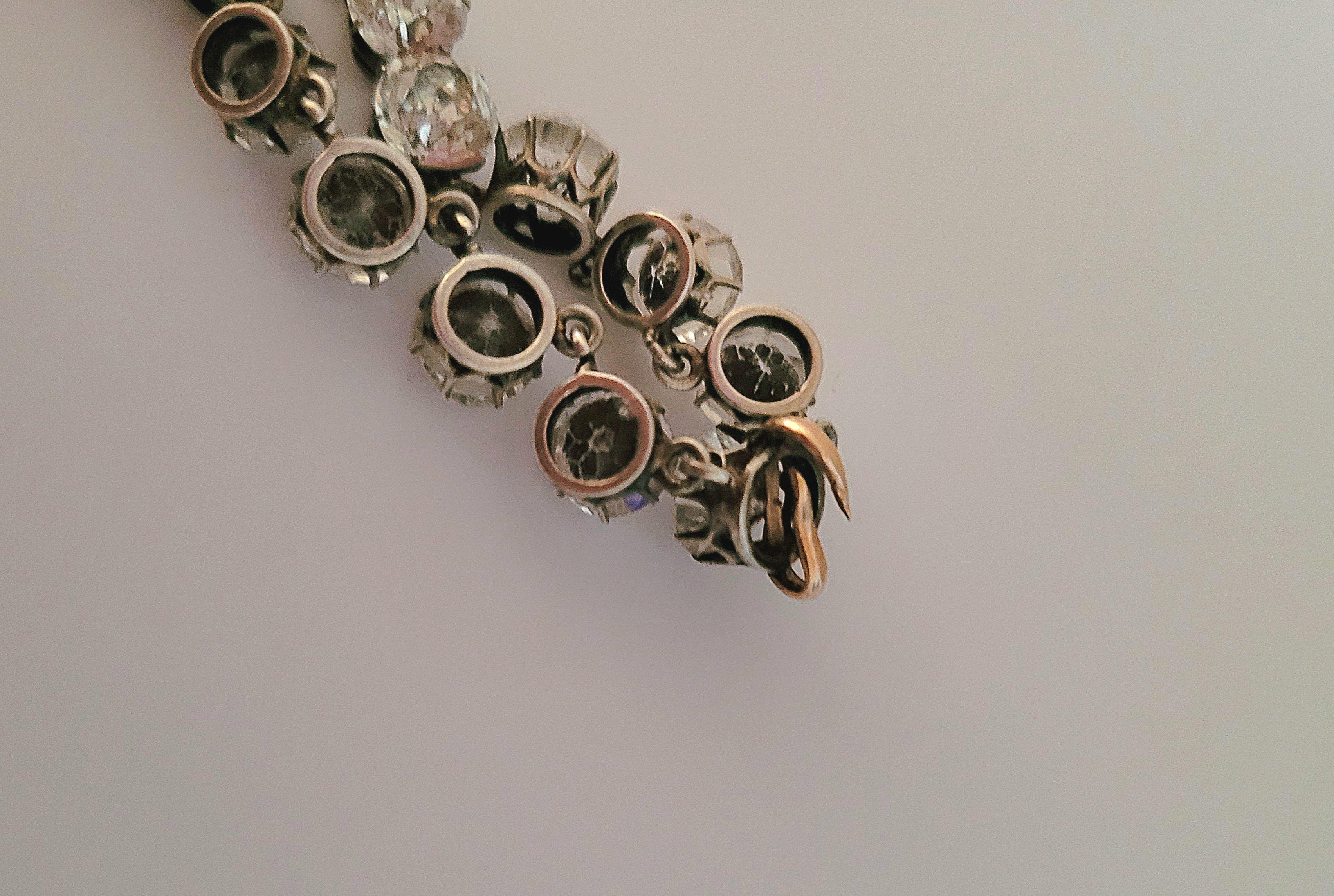 Antike viktorianische Kissen Paste Silber Riviere Halskette im Angebot 1