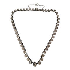 Antique Victorian Cushion Paste Silver Riviere Necklace