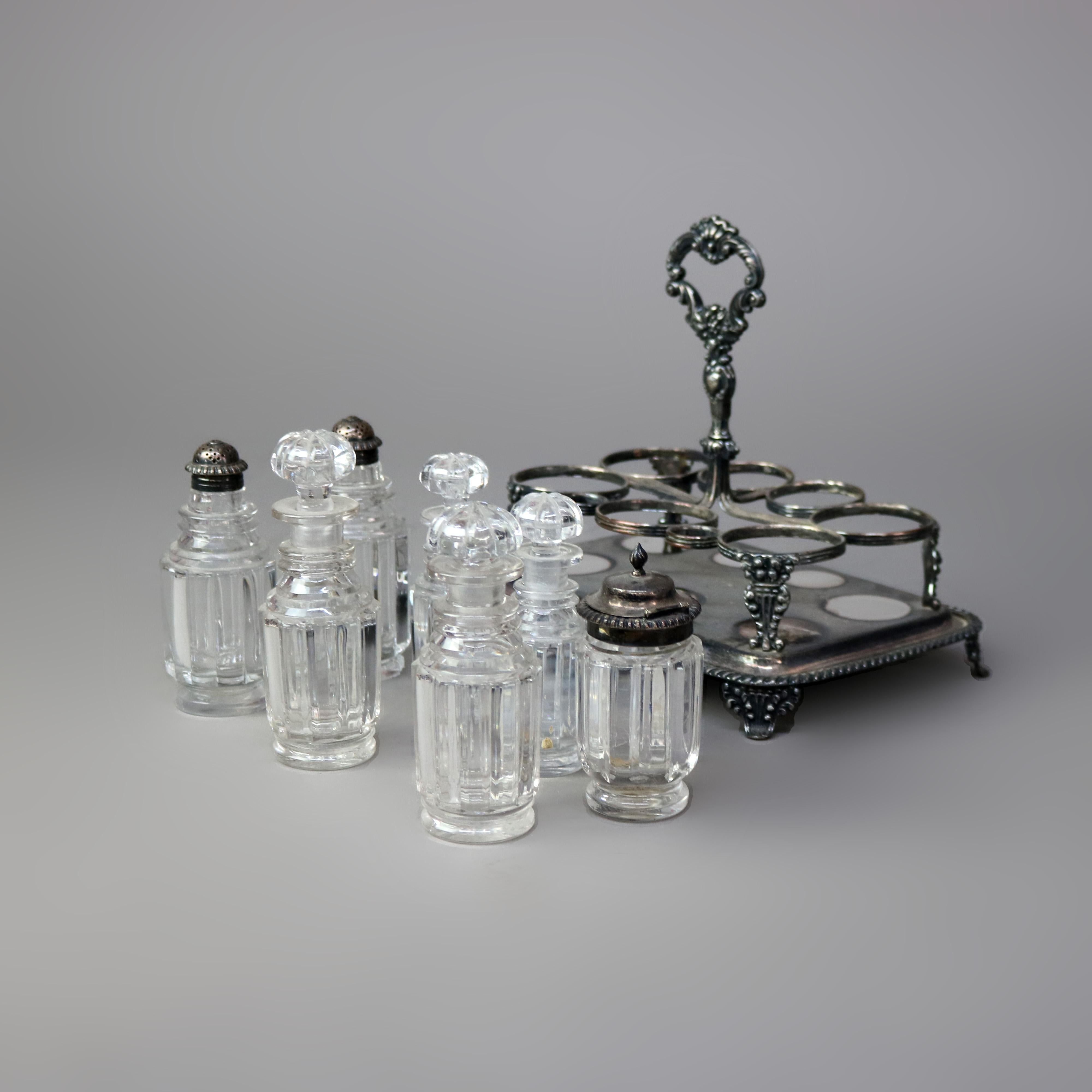 Antikes viktorianisches Krüge-Set aus geschliffenem Kristall, versilbert und mit Fuß, um 1890 im Angebot 4