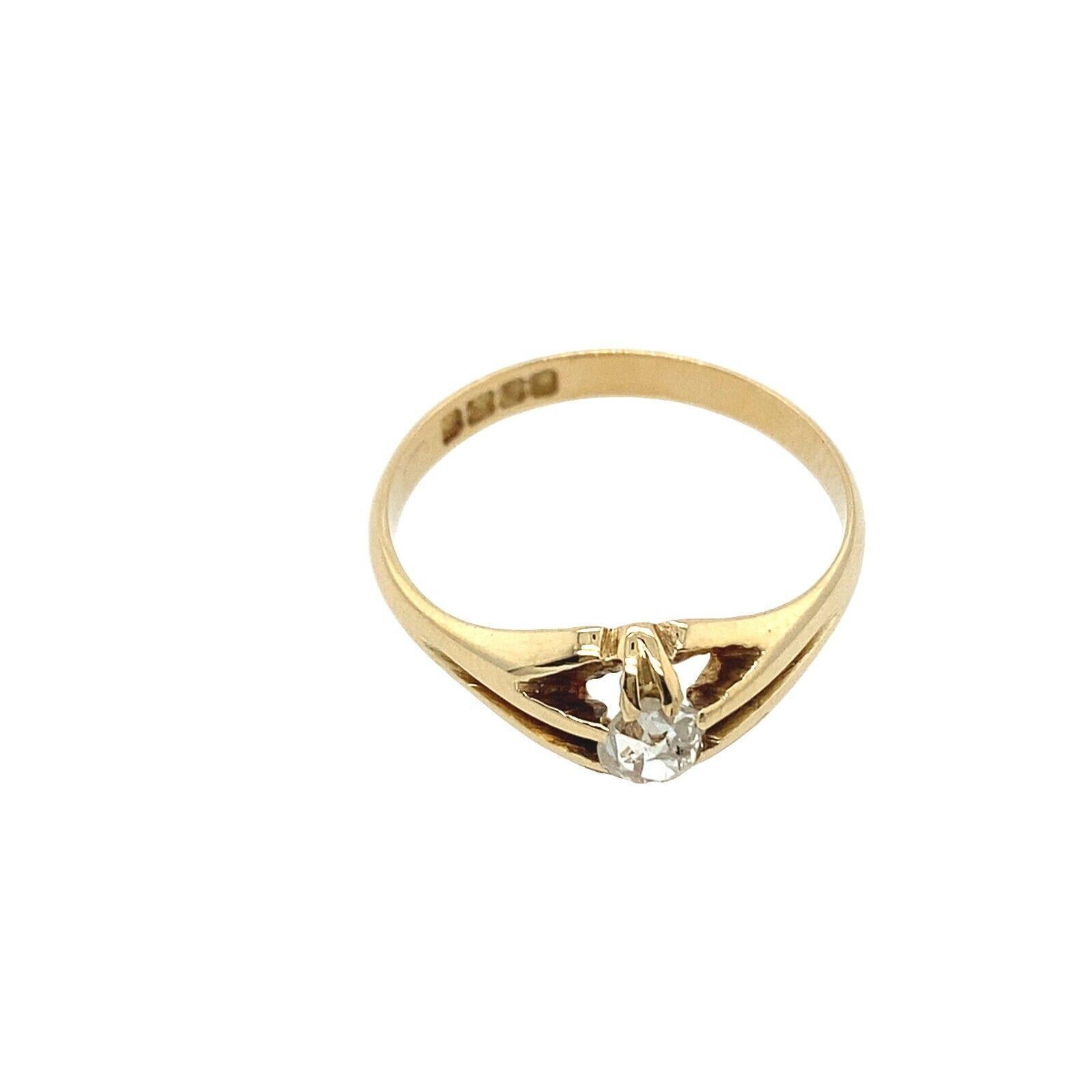 Round Cut Antique Victorian Cut Diamond Ring Set with 0.30ct J/SI in 18ct Yellow Gold