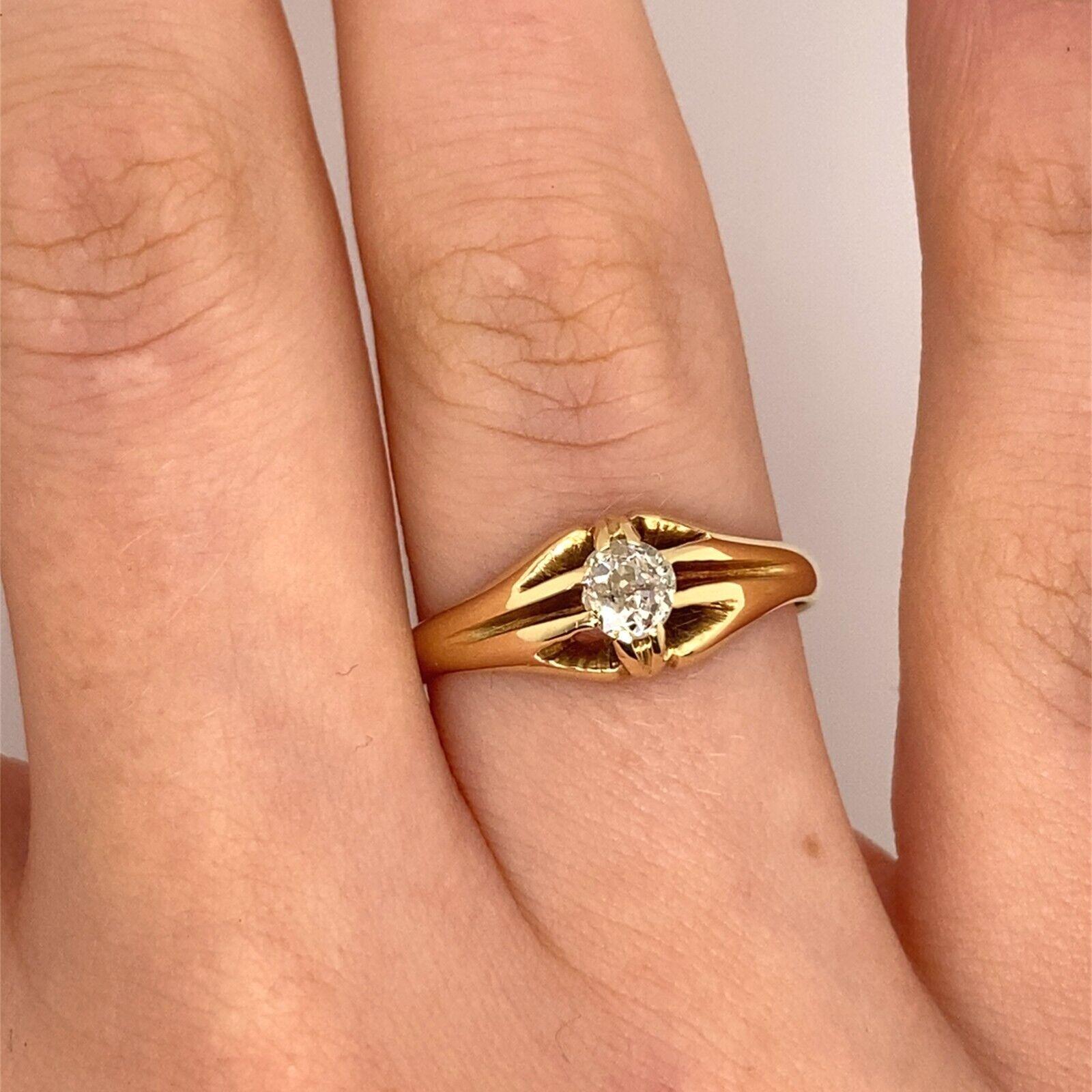 Women's Antique Victorian Cut Diamond Ring Set with 0.30ct J/SI in 18ct Yellow Gold