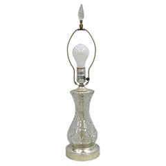 Antique lampe de coiffeuse de boudoir victorienne en verre taillé et plaqué argent