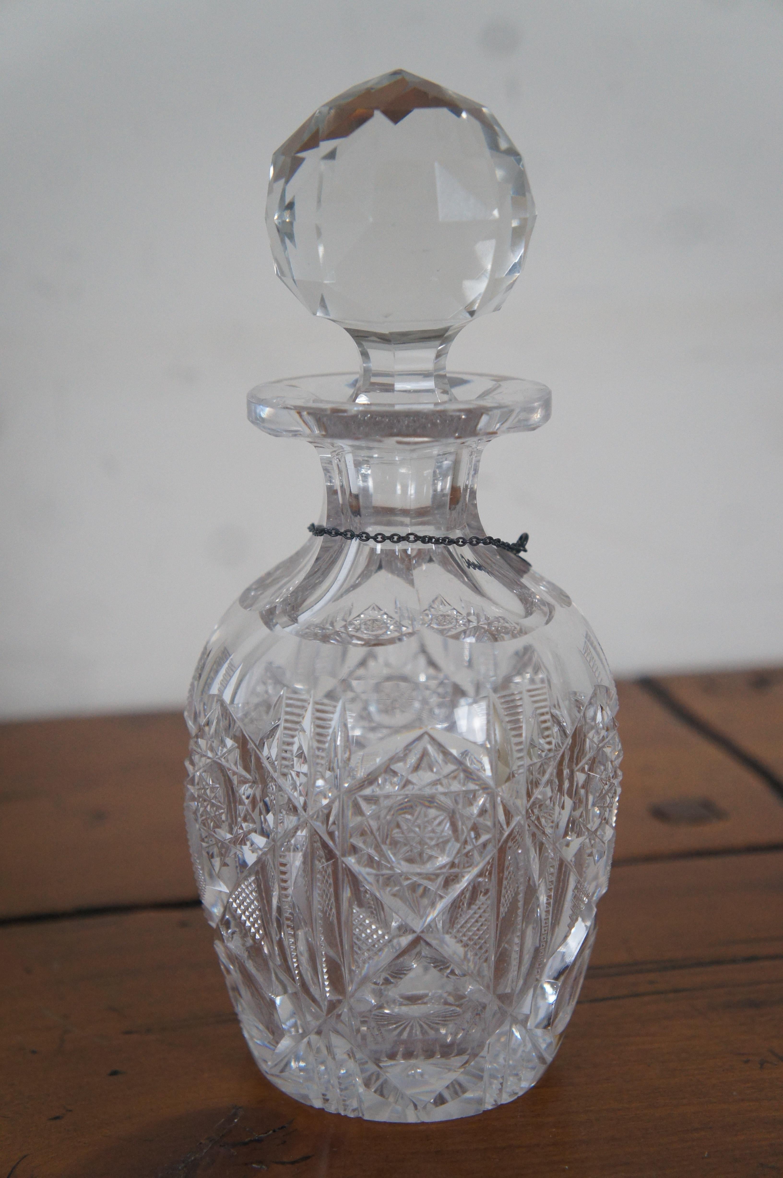Antique Victorian Cut Glass Witch Hazel Vanity Perfume Decanter Bottle 7