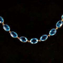 Antique Victorian Czech Blue Paste Necklace 18 Carat Silver, circa 1860