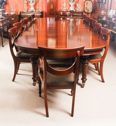 Antique Victorian D-End Mahogany Dining Table 19th Century and 12 Chairs
