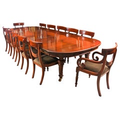 Antique Victorian D-End Mahogany Dining Table 19th Century and 12 Chairs