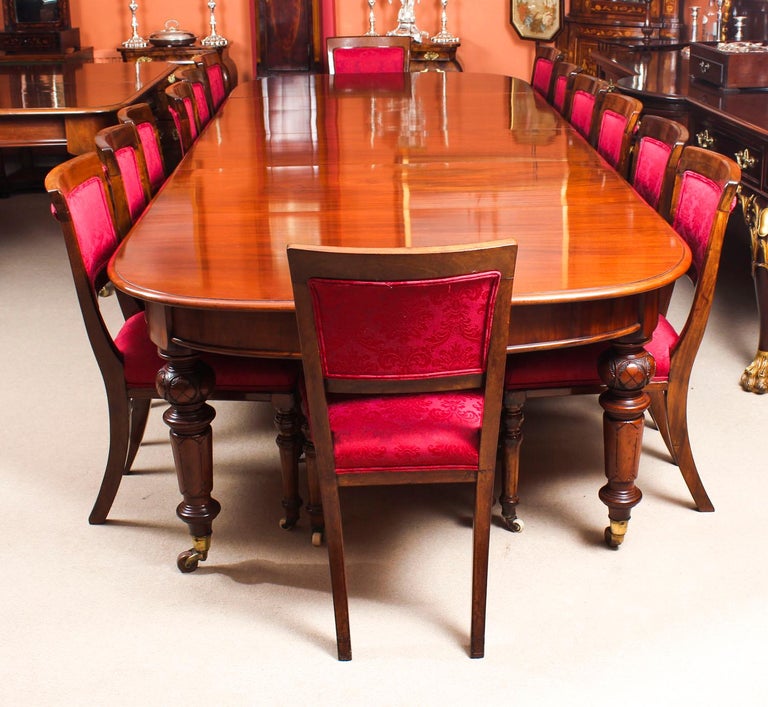 Antique Victorian D End Mahogany Dining Table And 14 Chairs 19th