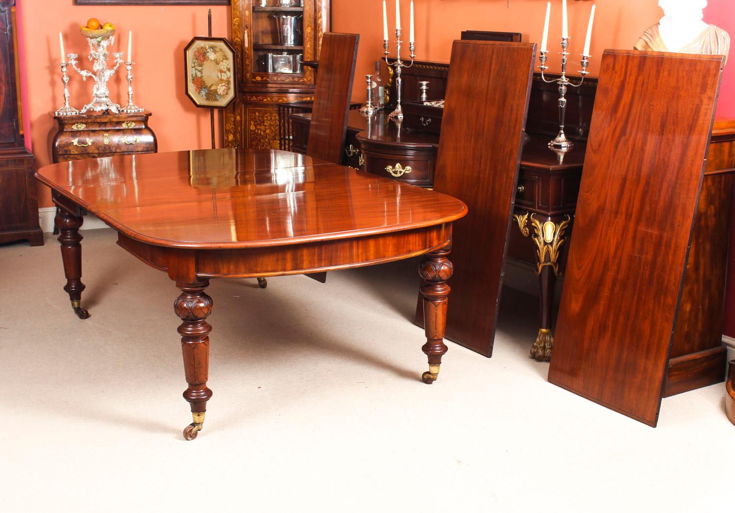 Late 19th Century Antique Victorian D-End Mahogany Dining Table and 14 Chairs, 19th Century