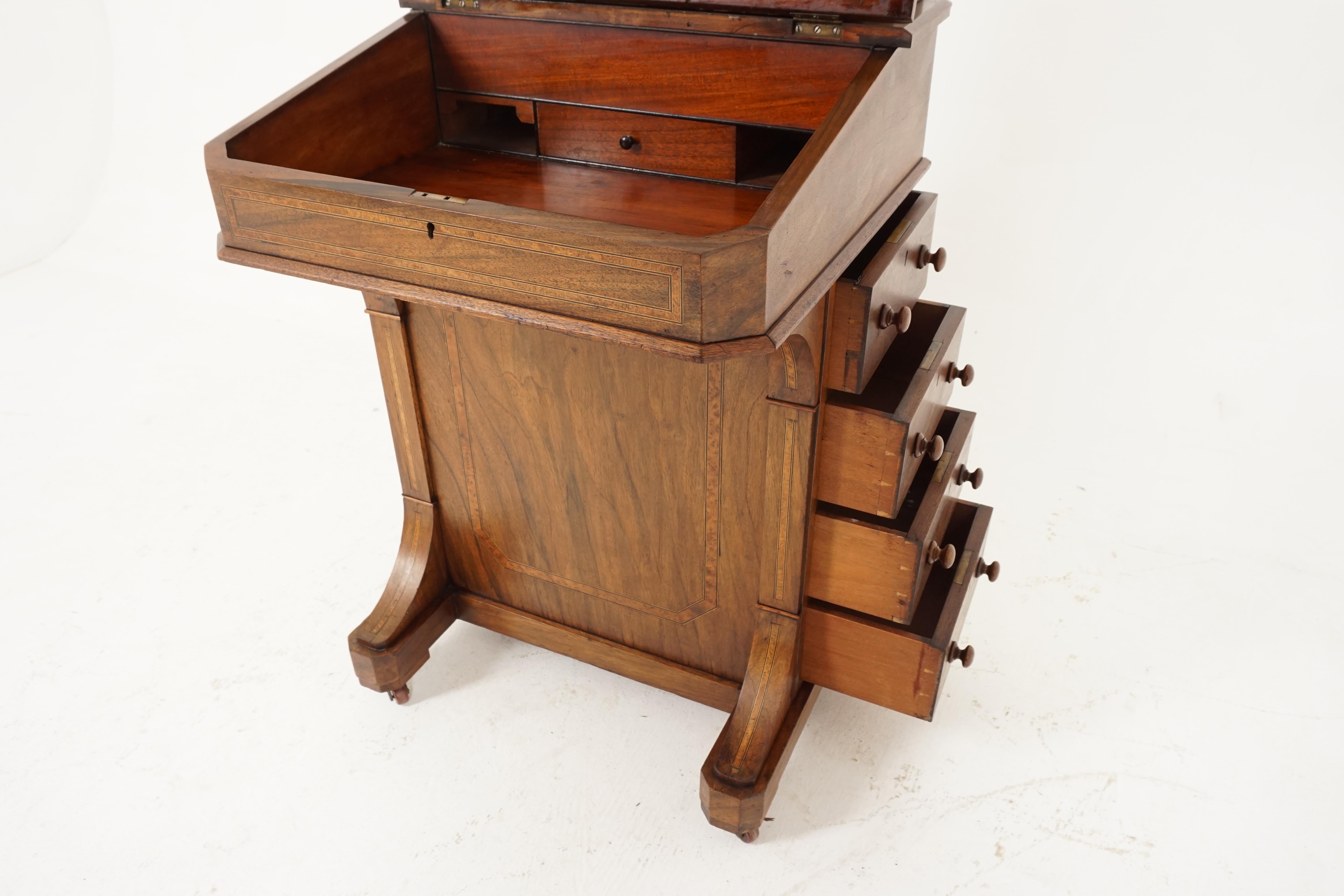 Scottish Antique Victorian Davenport Desk, Walnut Writing Desk, Scotland 1880, B2377