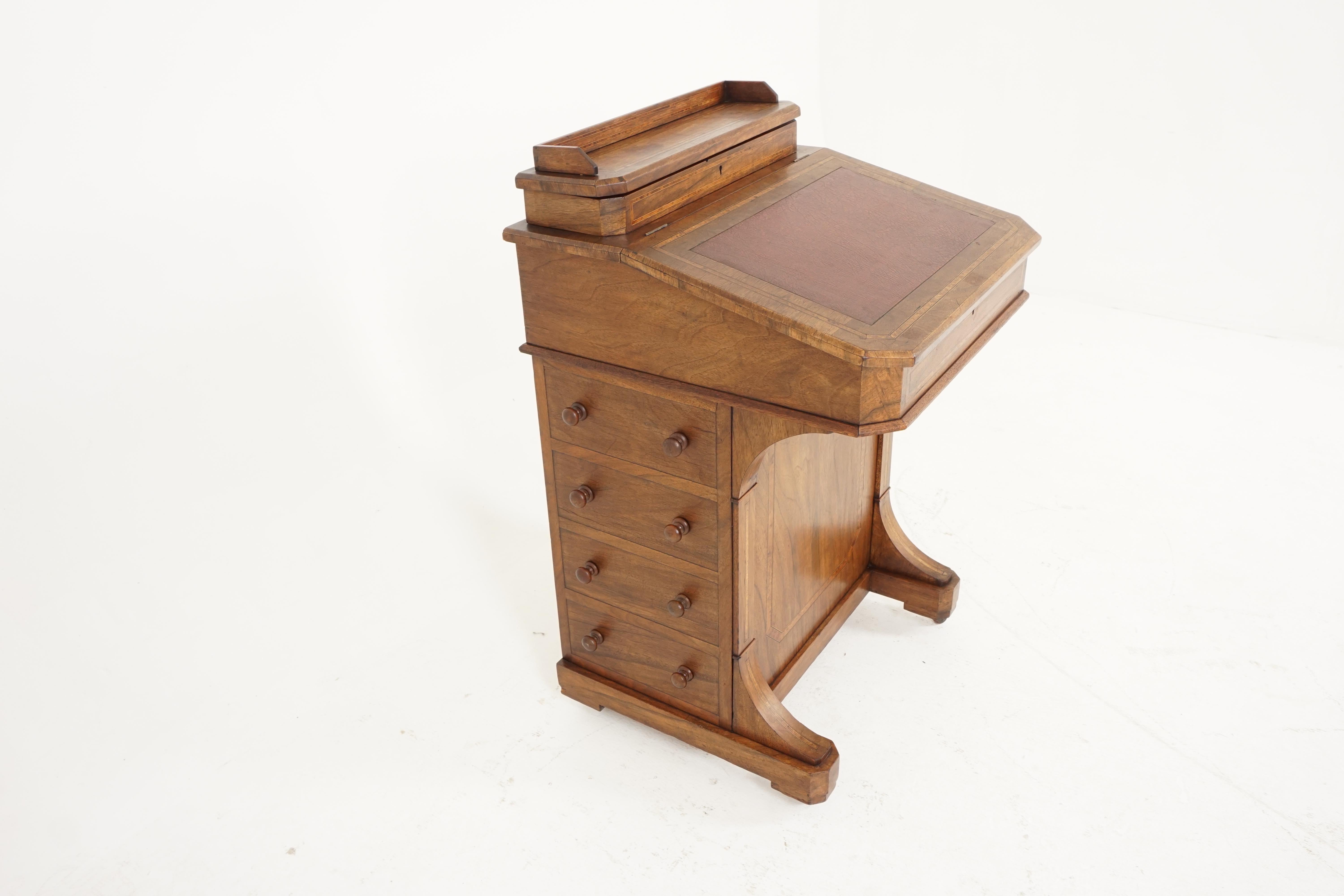 Hand-Crafted Antique Victorian Davenport Desk, Walnut Writing Desk, Scotland 1880, B2377