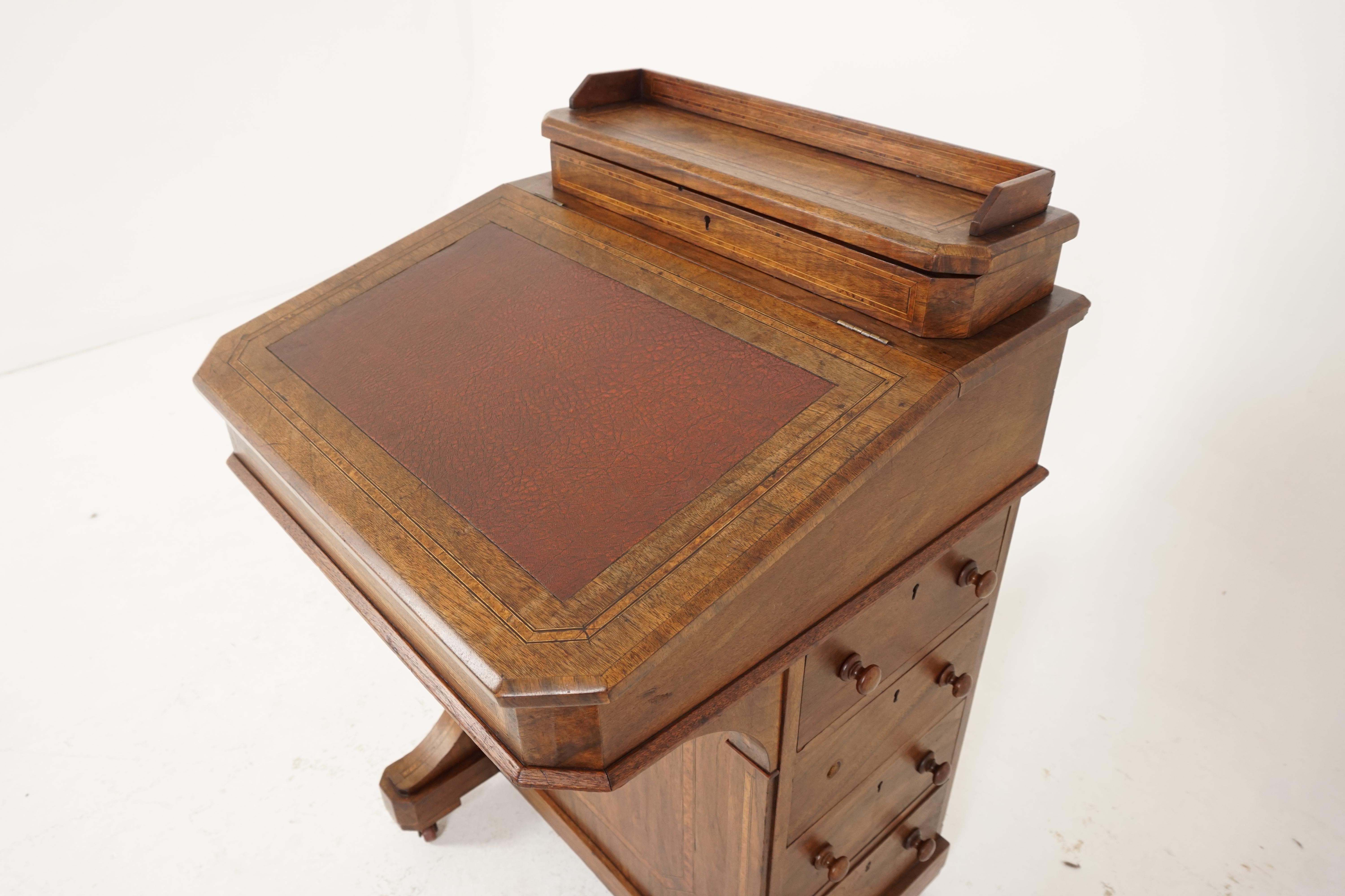 Late 19th Century Antique Victorian Davenport Desk, Walnut Writing Desk, Scotland 1880, B2377