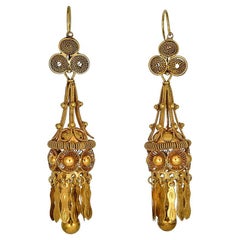 Antique Victorian Day & Night Tassel Earrings 15k