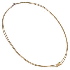 Antique Victorian D.B. & Co. Yellow Gold Hand Holding Emerald Slide Chain