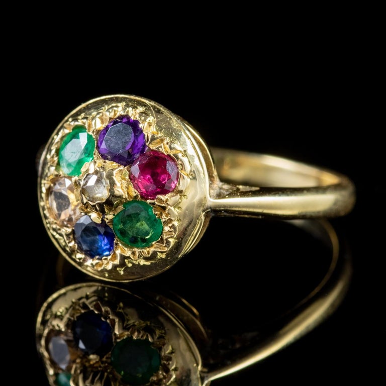 Antique Victorian Dearest Gemstone Ring 18 Carat Gold, circa 1880 at