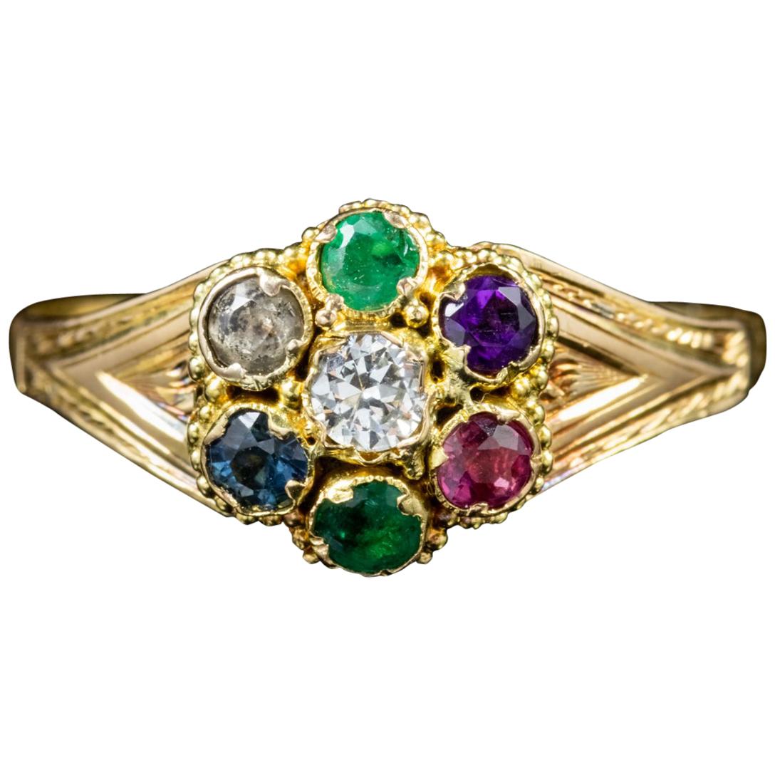 Antique Victorian Dearest Ring 15 Carat Gold, circa 1860 For Sale