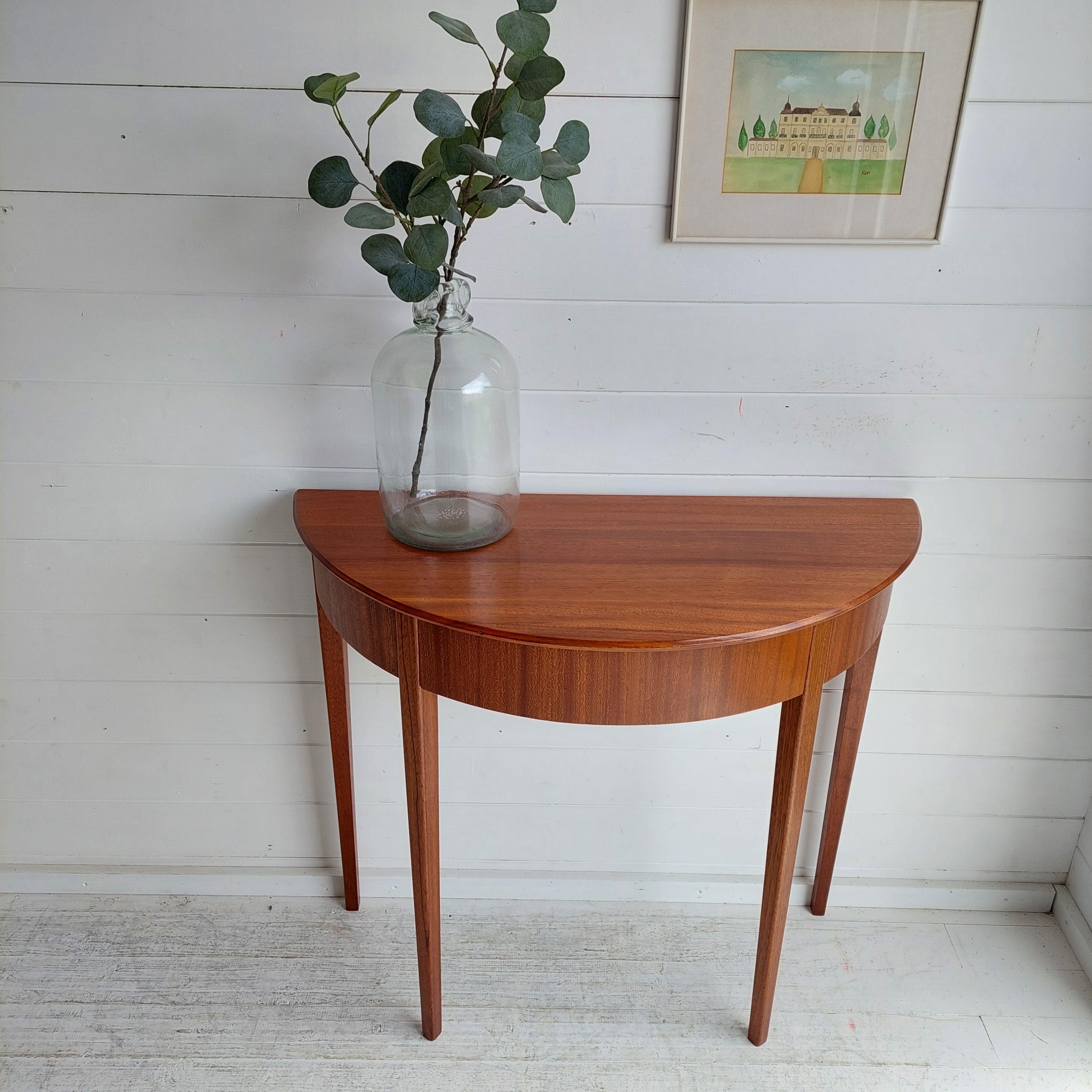 Antique Victorian  Demi Lune Console Table with drawer, Sheraton 1800s For Sale 1