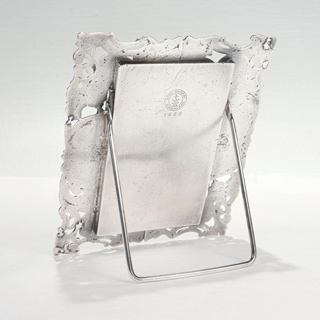 Women's or Men's Antique Victorian Derby Quadruple Silver Plate Easel Back Photo or Picture Frame For Sale