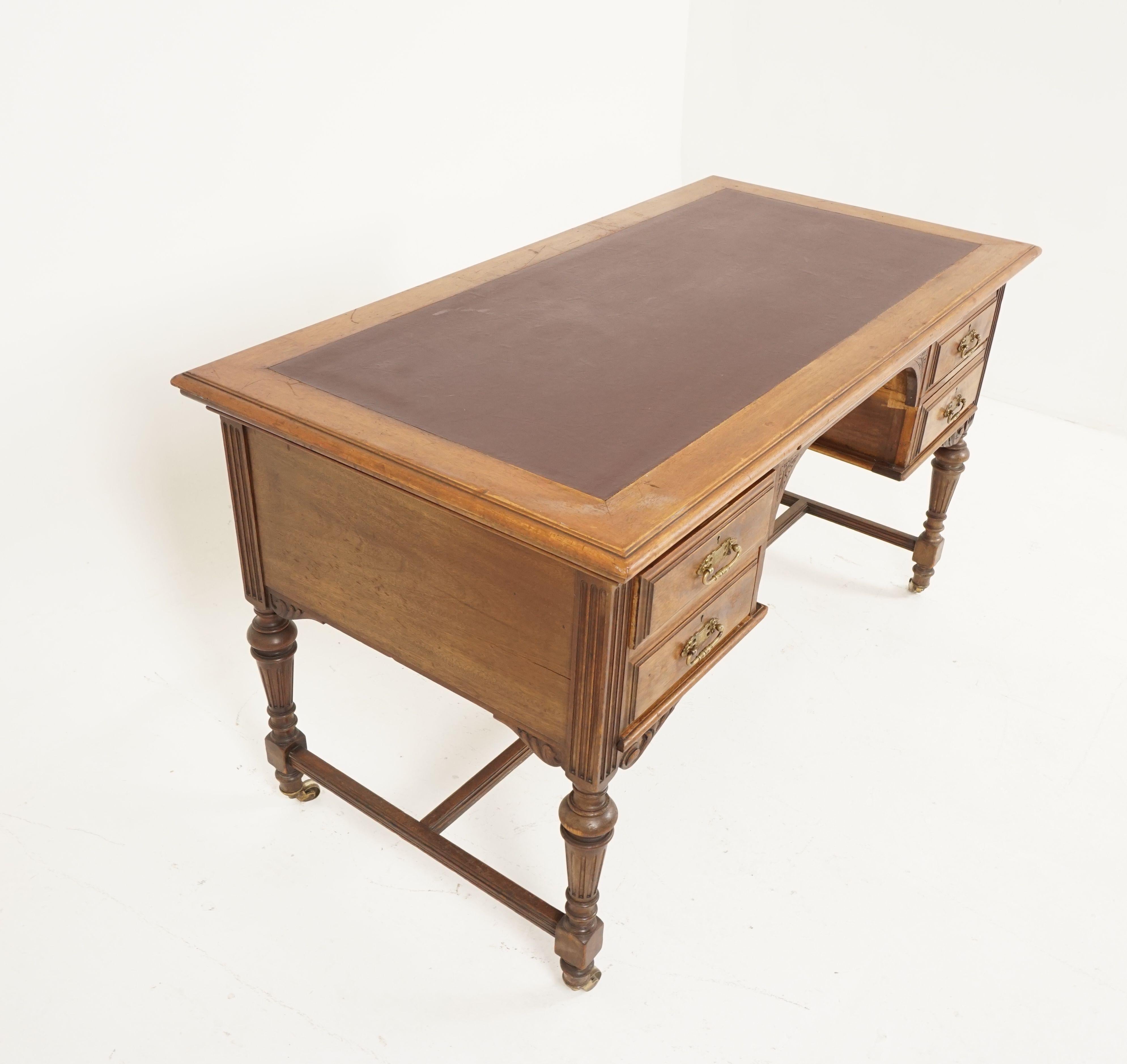 Scottish Antique Victorian Desk, Walnut Writing Desk, Scotland 1890, B1264