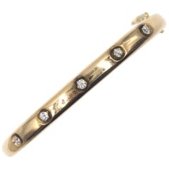 Antique Victorian Diamond 14 Karat Gold Bangle Bracelet