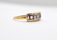 Antique Victorian Diamond 18 Karat Gold 5-Stone Rosecut Ring