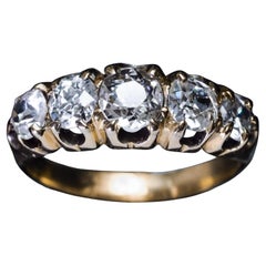 Antique Victorian Diamond 5 Stone Ring 18K Gold c.1890
