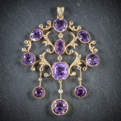 Antique Victorian Diamond Amethyst 18 Carat Gold circa 1890 Pendant