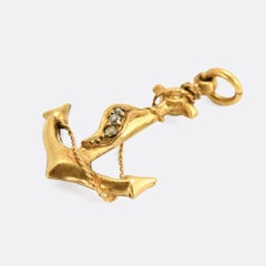 Antique Victorian Diamond Anchor Pendant Necklace