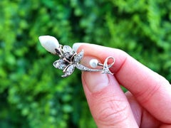 Victorian Diamond and Baroque Pearl Yellow Gold Brooch