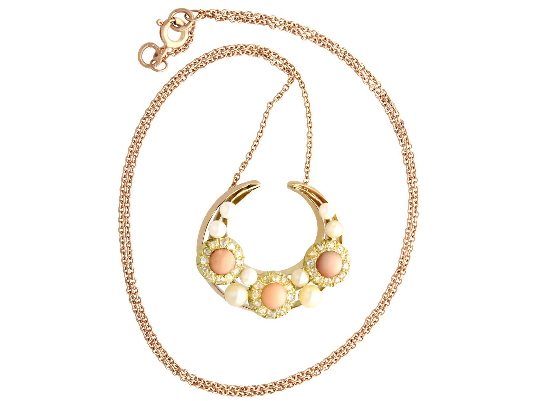 coral pearl gold necklace
