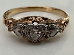 Antique Victorian Diamond and Filigree Heart Ring
