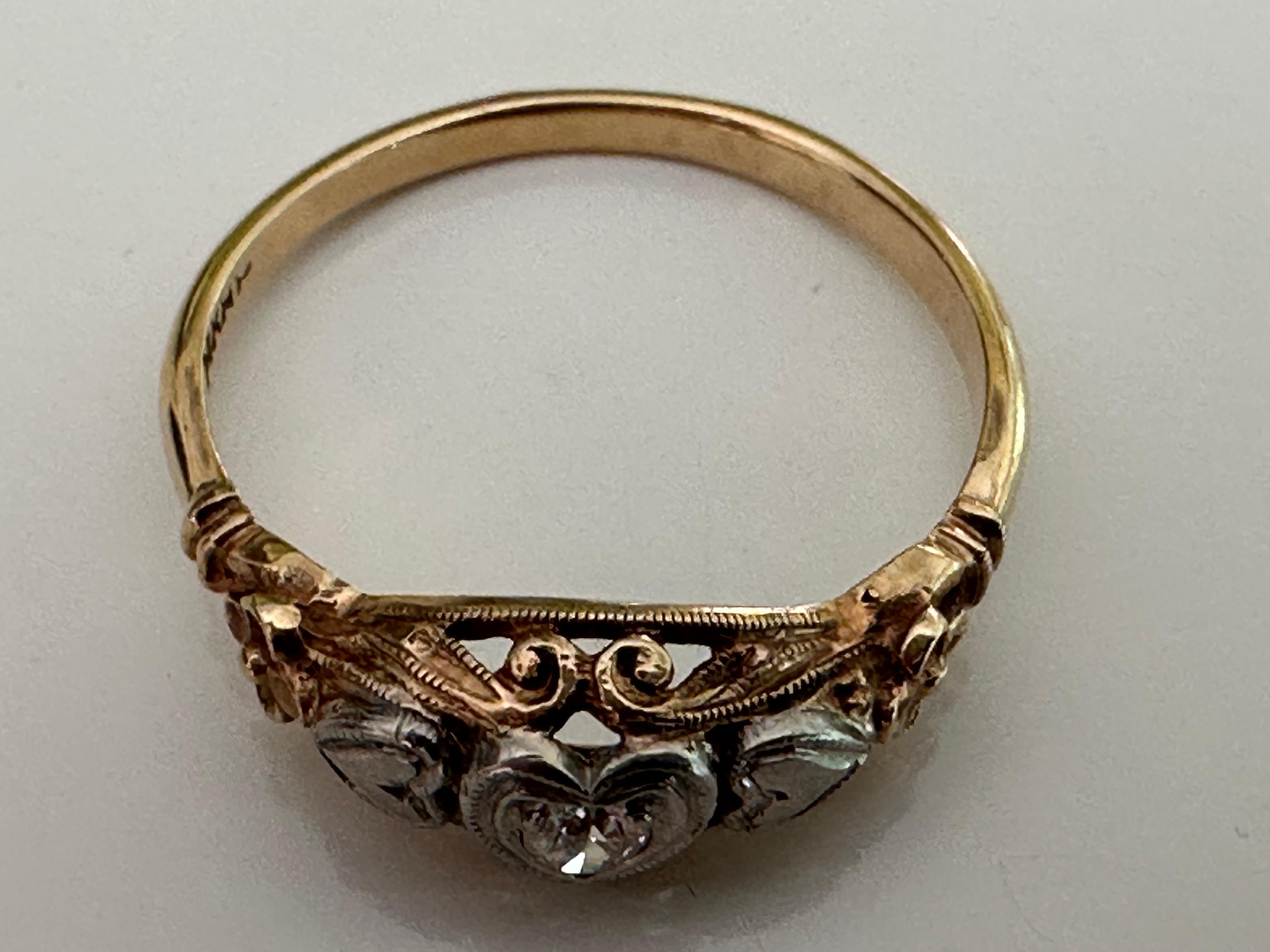 Late Victorian Antique Victorian Diamond and Filigree Heart Ring For Sale
