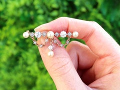Broche victorienne ancienne en or jaune avec diamants et perles