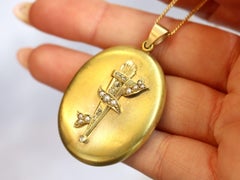 Antique Victorian Diamond and Pearl Yellow Gold Locket Pendant