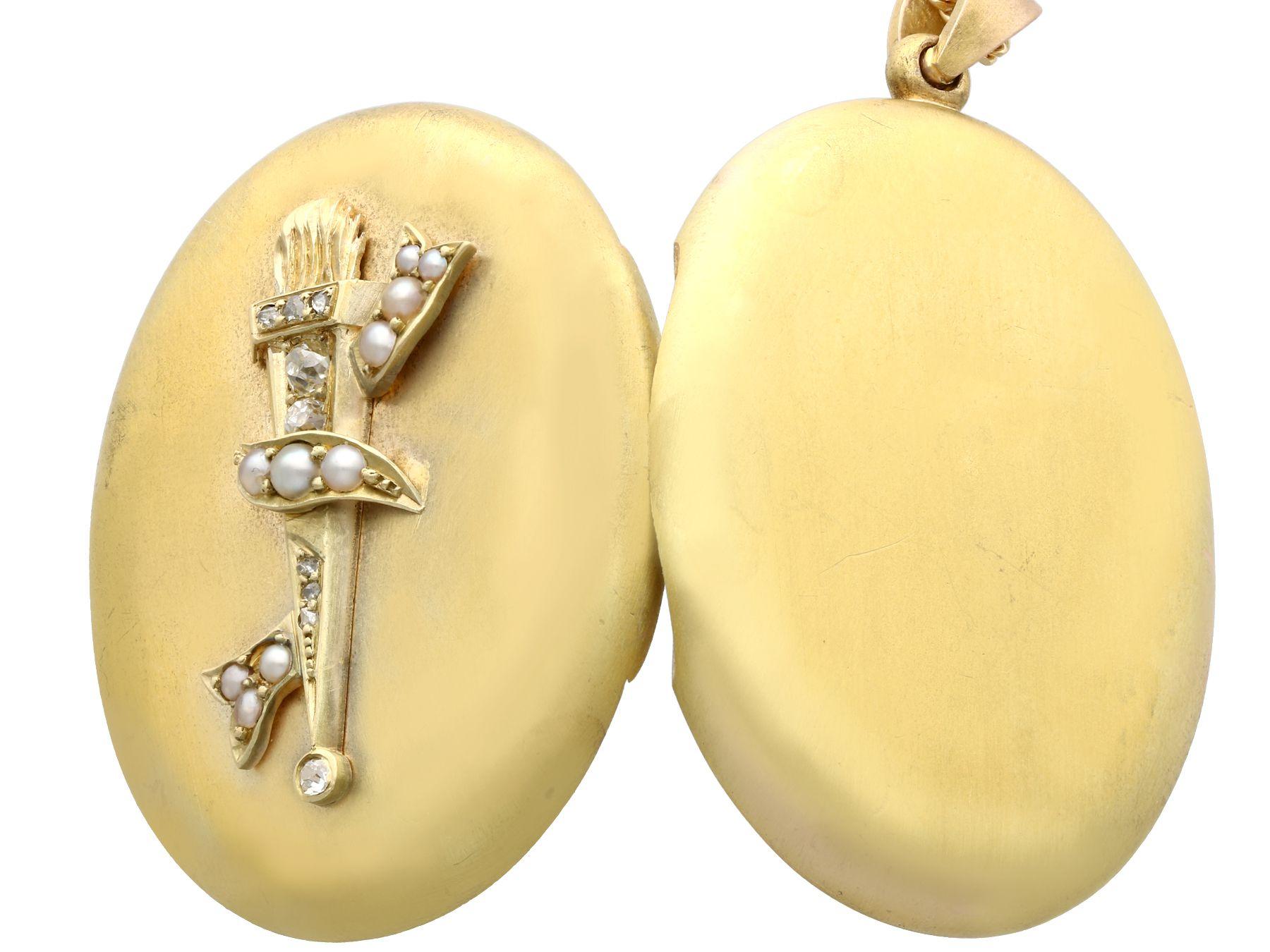 Women's Antique Victorian Diamond and Pearl Yellow Gold Locket Pendant For Sale